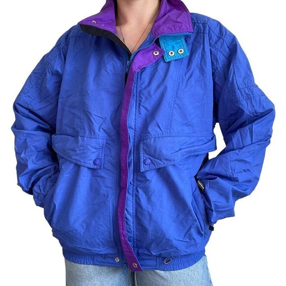 Vintage Unisex Retro Helly Hansen Softshell Full Zip Blue Ski Jacket Sz L - Picture 1 of 9